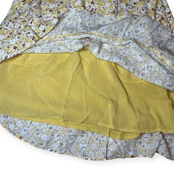 Abercrombie & Fitch Yellow Floral Mini Dress with Pockets Sz Small Sundress - Picture 12 of 15